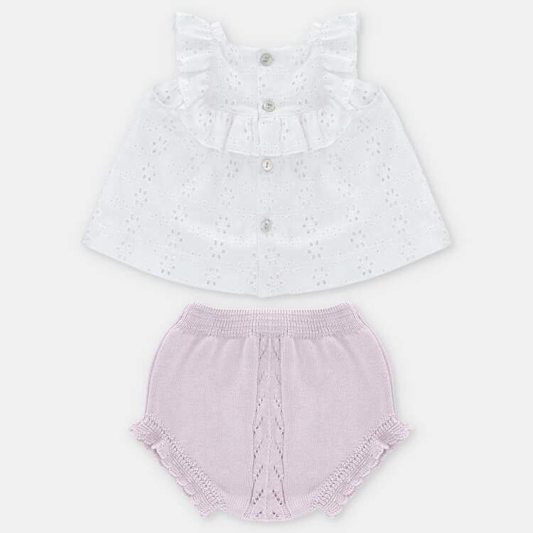 Martin Aranda Martin Aranda Girls Blouse & Knit Bloomer Set