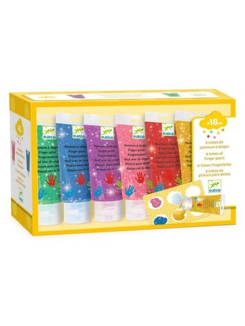 Djeco Djeco 6 Glitter Tubes of Finger Paint