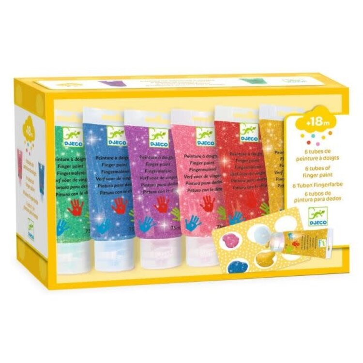 Djeco Djeco 6 Glitter Tubes of Finger Paint