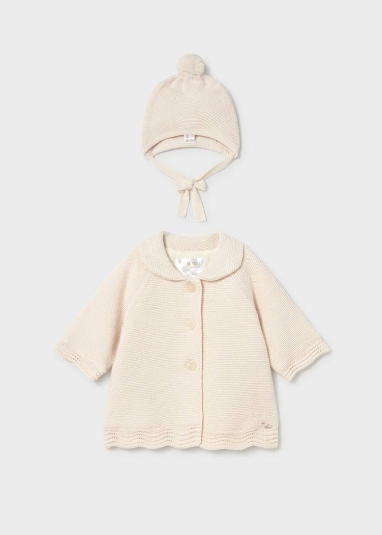 Mayoral Mayoral Girls Knit Bonnet & Coat
