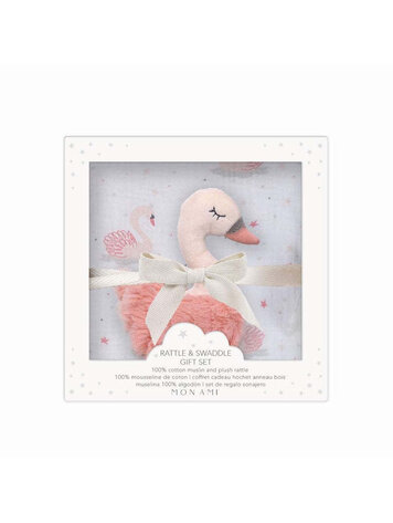 Mon Ami Mon Ami French Swan Blanket & Rattle Gift Set