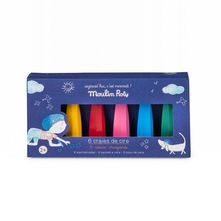 Moulin Roty Aujourd'hui...-6 Crayons de Cires Moulin Roty