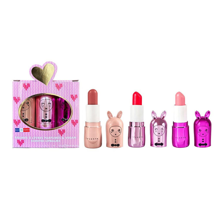 inuwet Inuwet Trio Cristal Lip Balm- Cinamon, Rasberry Sorbet & Milkshake