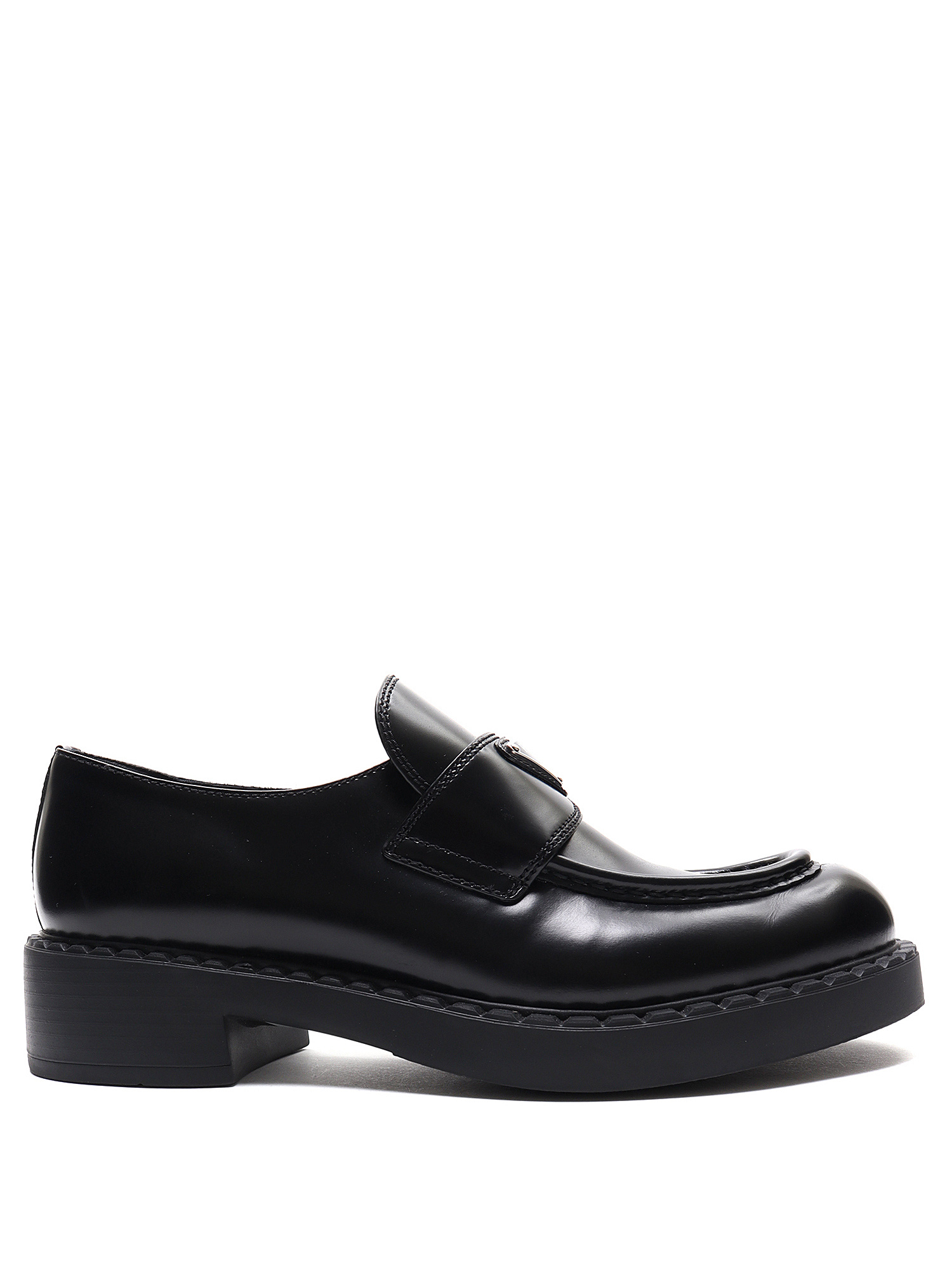 PRADA Chocolate Brushed Leather Loafers | RUSE