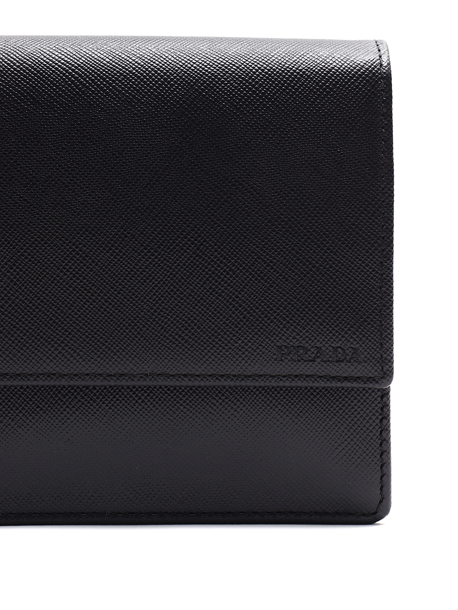 Prada Double Zip Organizer Wallet Saffiano Leather