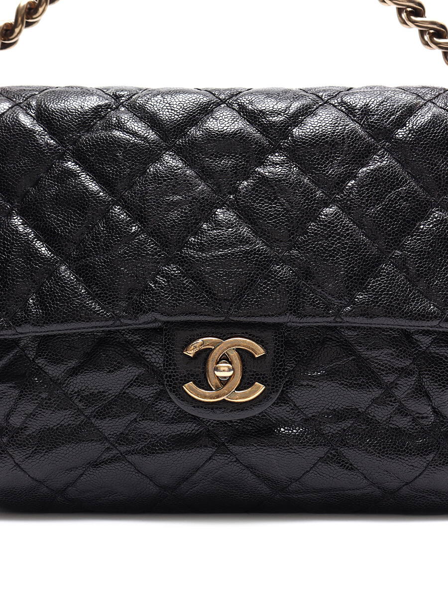 CHANEL Quilted Caviar Double Handle Shoulder Bag