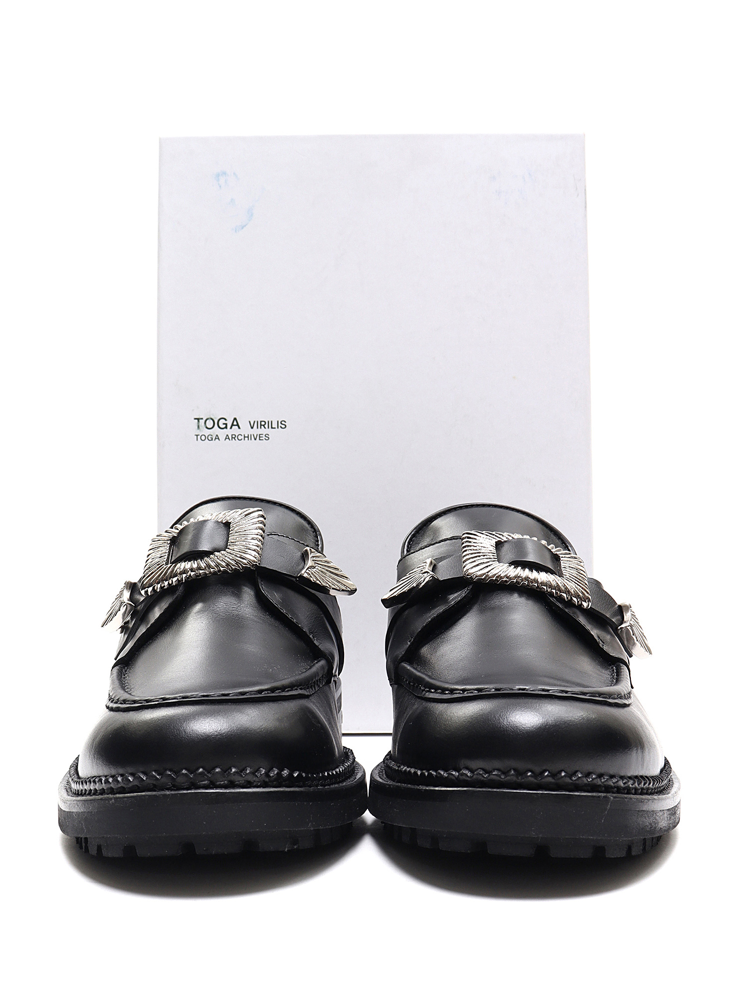 TOGA VIRILIS Hardware Detail Leather Loafers | RUSE