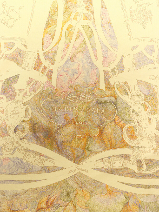 Hermes Brides De Gala Quadri Tattoo Sqaure Silk Scarf 343153S 02  3609095509961 - Jomashop