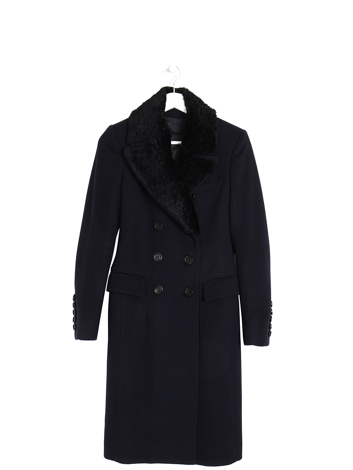 BURBERRY Manteau en laine et cachemire col en fourrure RUSE
