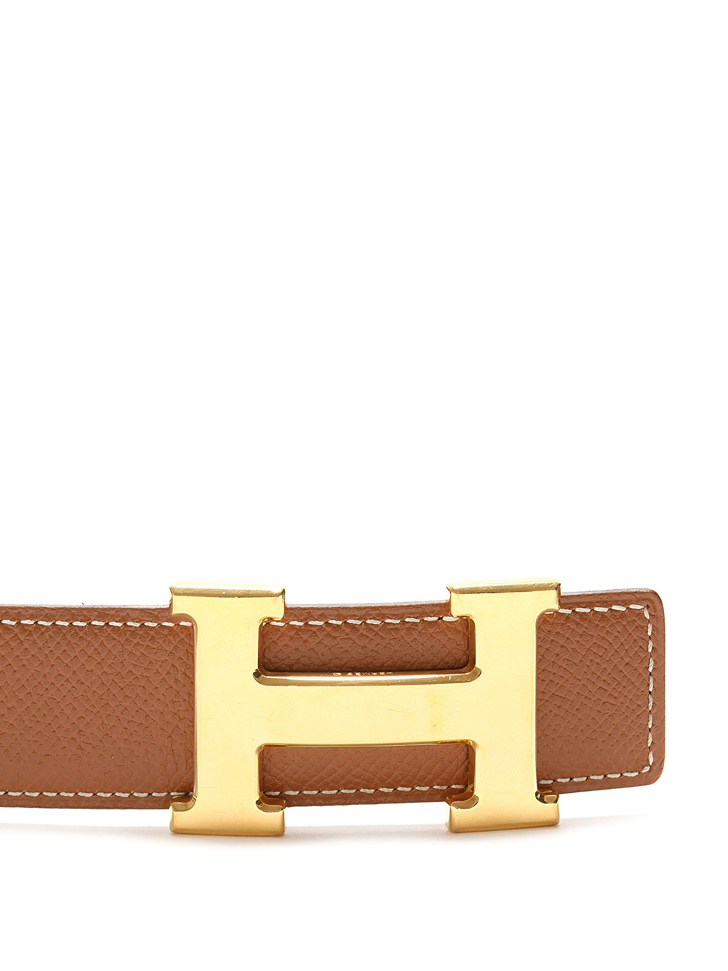 HERMES Ceinture reversible en cuir Togo a boucle H RUSE