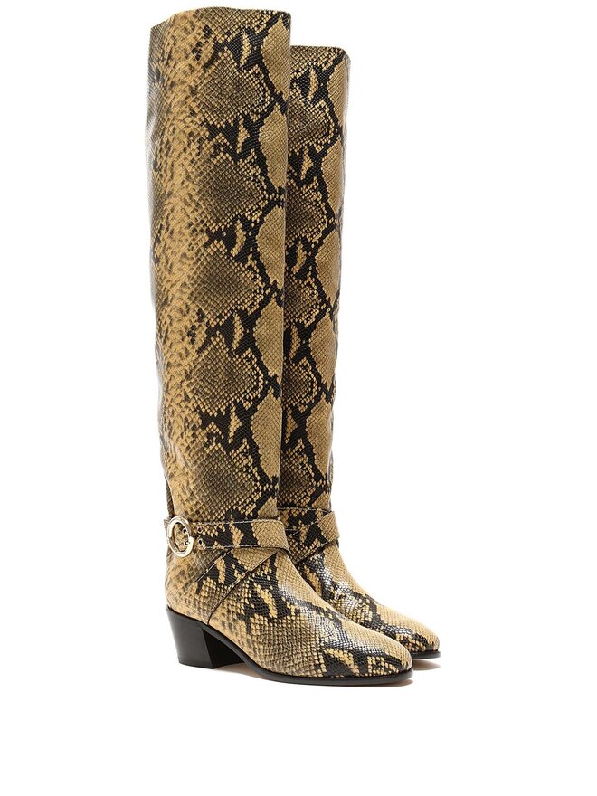 JIMMY CHOO Beca 45mm Snake-Print Boots