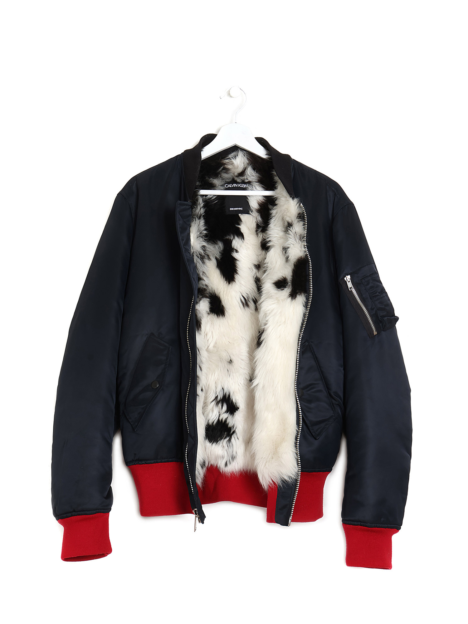 CALVIN KLEIN 205W39NYC Navy Faux Fur Bomber RUSE