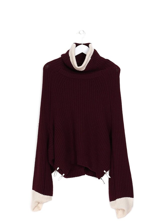 TOGA PULLA Pull col roulé en laine bourgogne