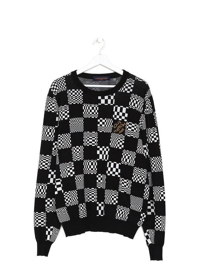 LOUIS VUITTON Pull en maille à motif damier LOUIS VUITTON Pull en maille à motif damier