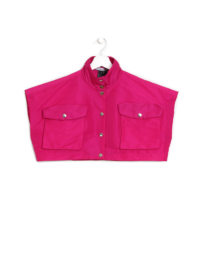 LaQuan Smith Utility Cropped Vest Fuchsia