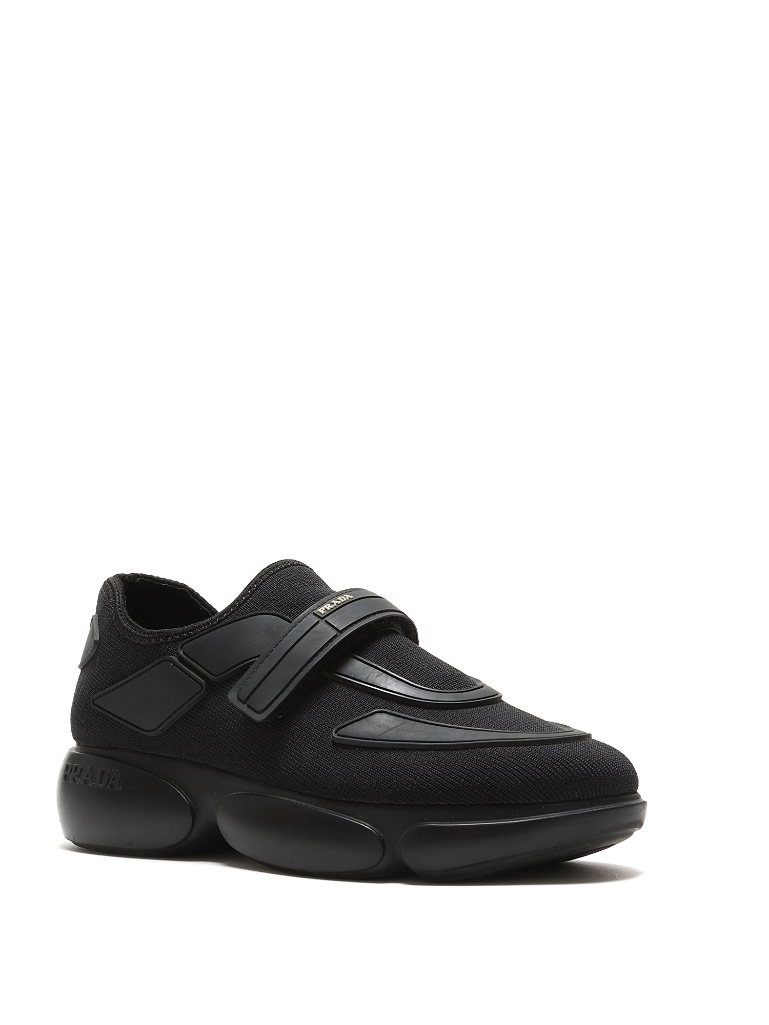 Prada Black Mesh and Leather Velcro Sneakers Prada