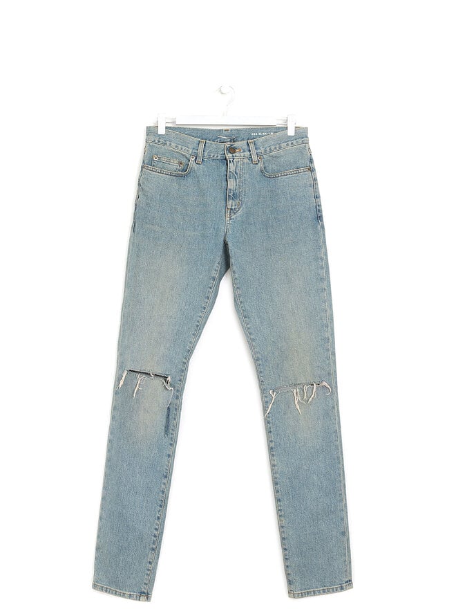 SAINT LAURENT Slim Fit Distressed Jeans