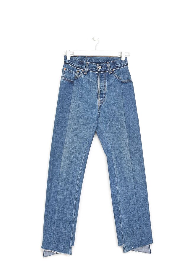 VETEMENTS Jean à coupe droite bicolore avec panneaux