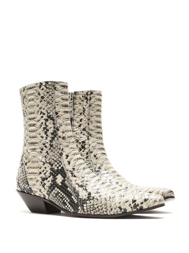 Acne Studios Snake Print Leather Ankle Boots