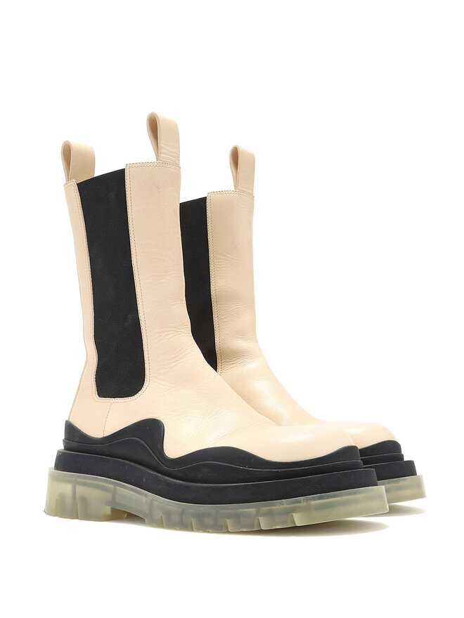 BOTTEGA VENETA Bottes Chelsea crème à semelle translucide