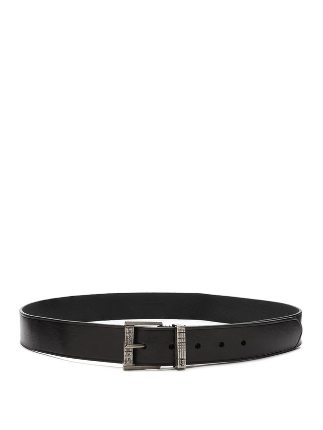 SAINT LAURENT Ceinture en cuir noir à logo gravé SAINT LAURENT Ceinture en cuir noir à logo gravé