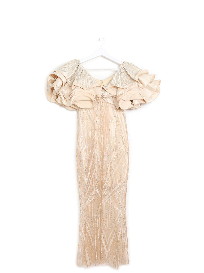 ROTATE Birger Christensen Robe Midi à Volants Neutre