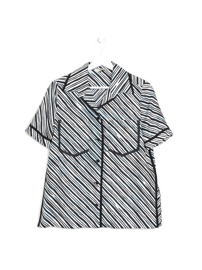 FENDI Silk Striped Notch Lapel Collar Shirt