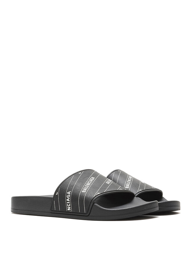 BALENCIAGA Logo Rubber Slip-On Sandals