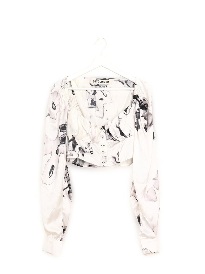OTTOLINGER Abstract Print Silk V-Neck Blouse