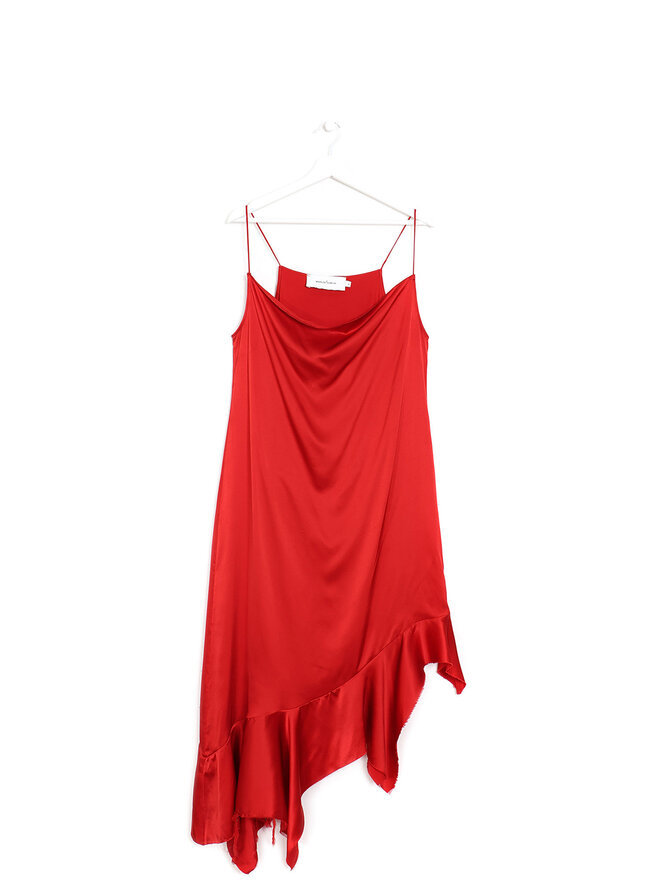 MARQUES ' ALMEIDA Robe Midi en Soie à Ourlet Effiloché MARQUES ' ALMEIDA Robe Midi en Soie à Ourlet Effiloché