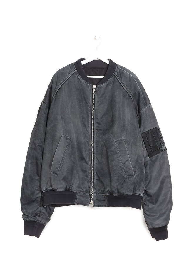 Juun.J Veste Bomber en Nylon Gris Délavé
