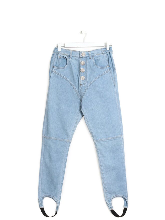 Alessandra Rich Jeans Skinny à Boutons Strass, Longueur Cheville