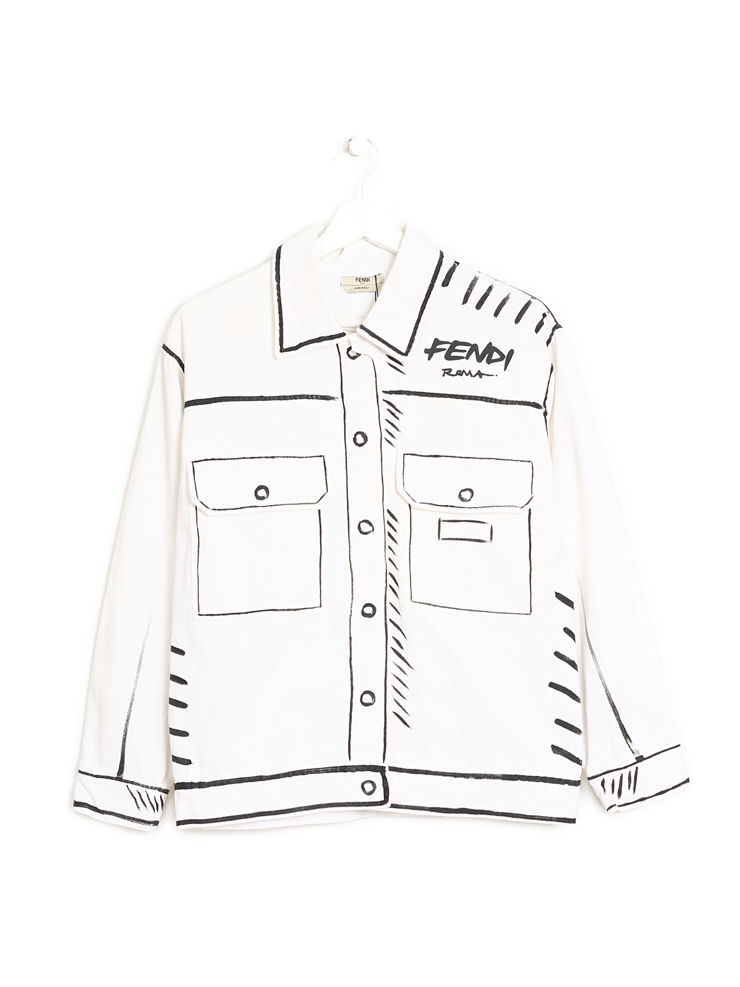 ジャケット FENDI White striped cotton and silk blouson Fendi White Striped Cotton And Silk Blouson | ModeSens
