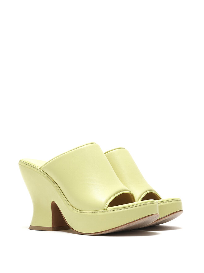 BOTTEGA VENETA Green Wedge Heeled Mules