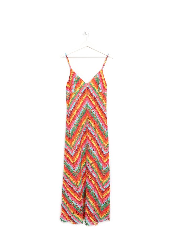 VALENTINO Robe en dentelle à chevrons multicolores Valentino VALENTINO Robe en dentelle à chevrons multicolores Valentino