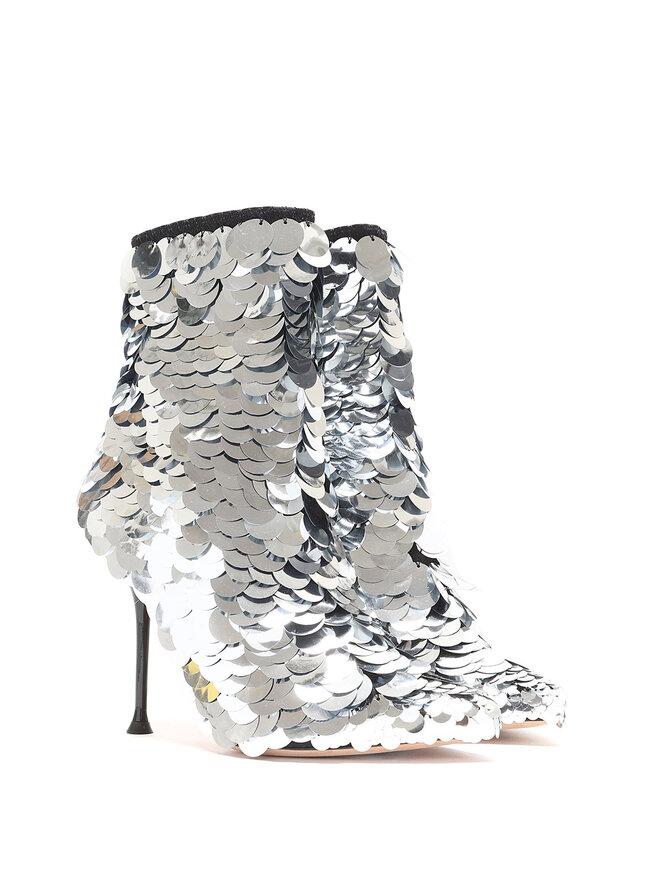 Sergio Rossi Sequined Silver Stiletto Heels