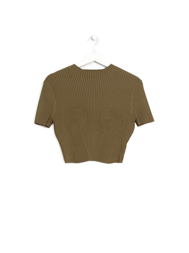 DION LEE Ribbed Circular Pattern Crop Top