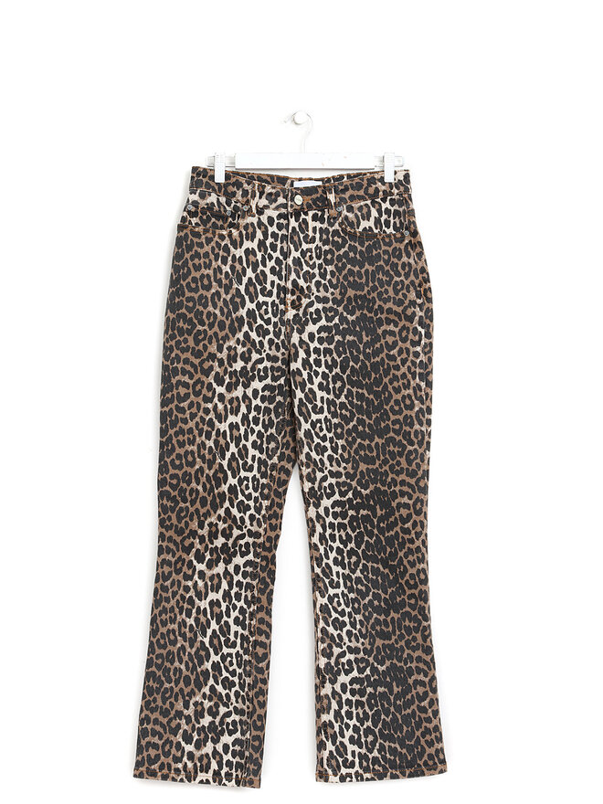 GANNI Betzy Cropped Leopard Print Jeans