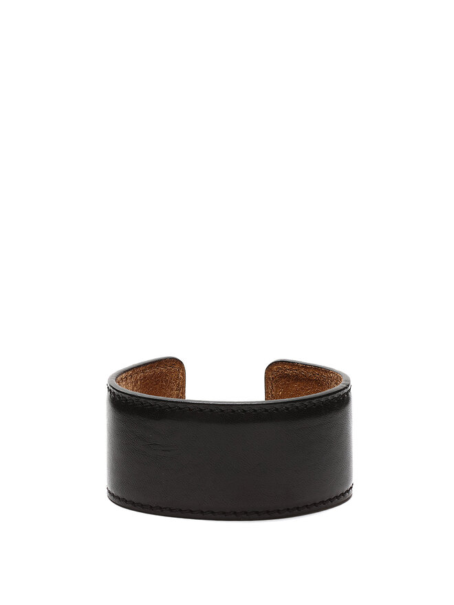 ANN DEMEULEMEESTER Bracelet en cuir doré et noir