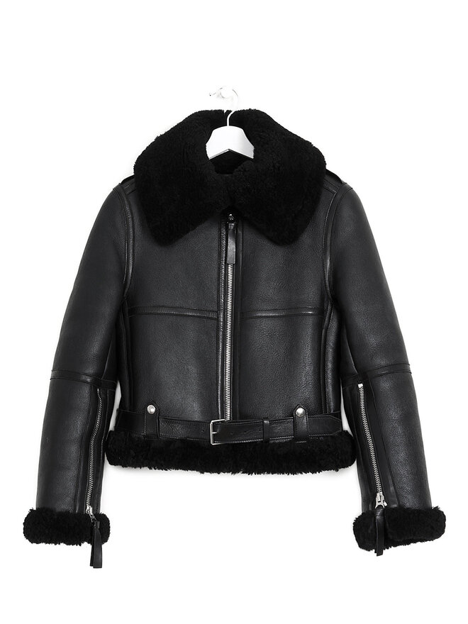 Acne Studios Veste Courte en Cuir et Shearling Acne Studios Veste Courte en Cuir et Shearling