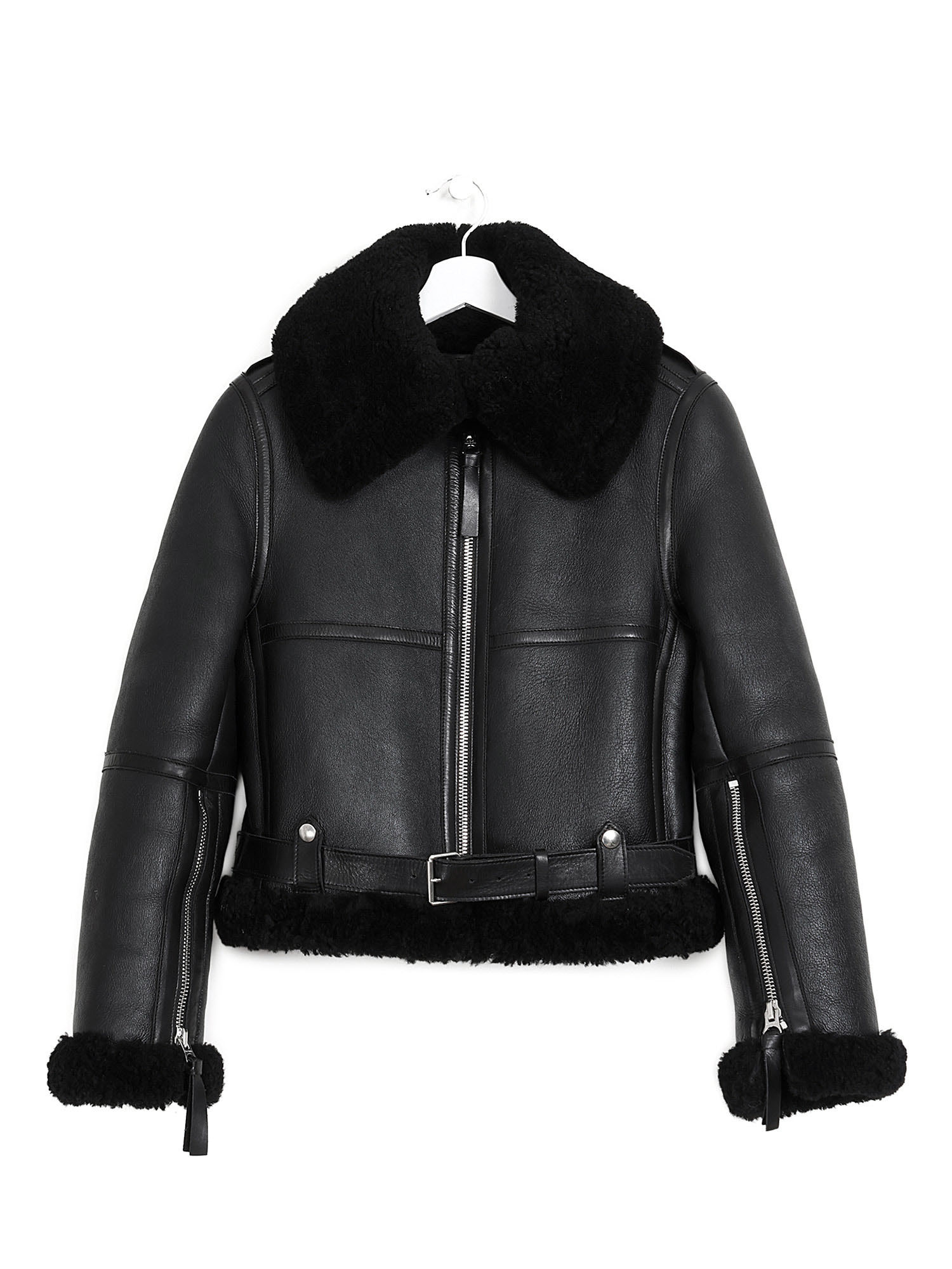 Acne Studios Cropped Shearling Leather Jacket RUSE - Main Image