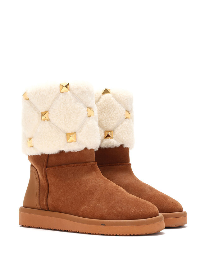 VALENTINO Quilted Suede Ankle Boots