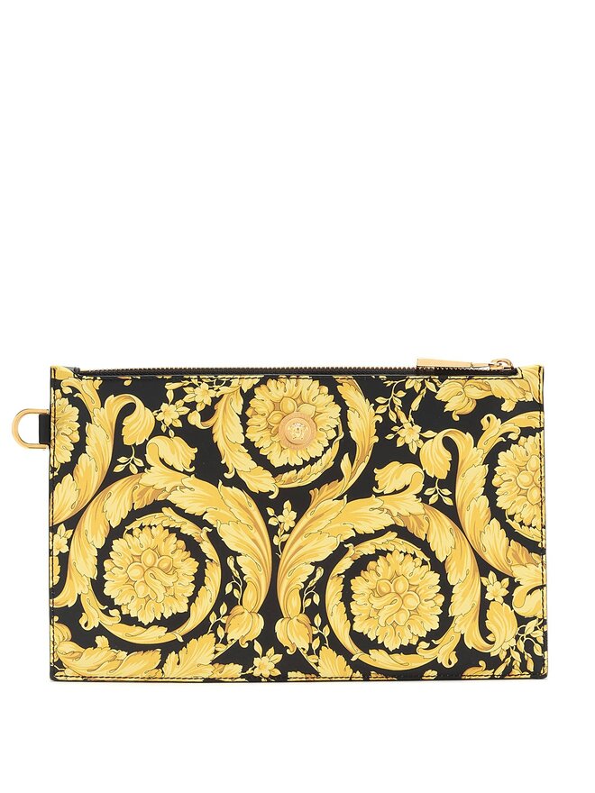 VERSACE Baroque Floral Leather Clutch