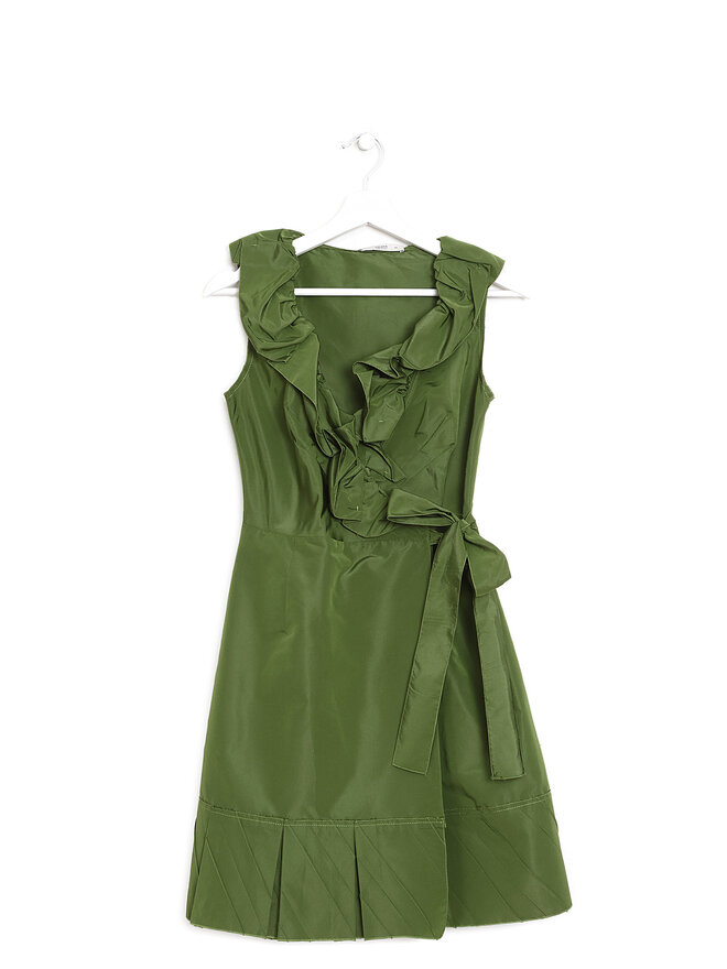 PRADA Ruffle Detail Sleeveless Dress