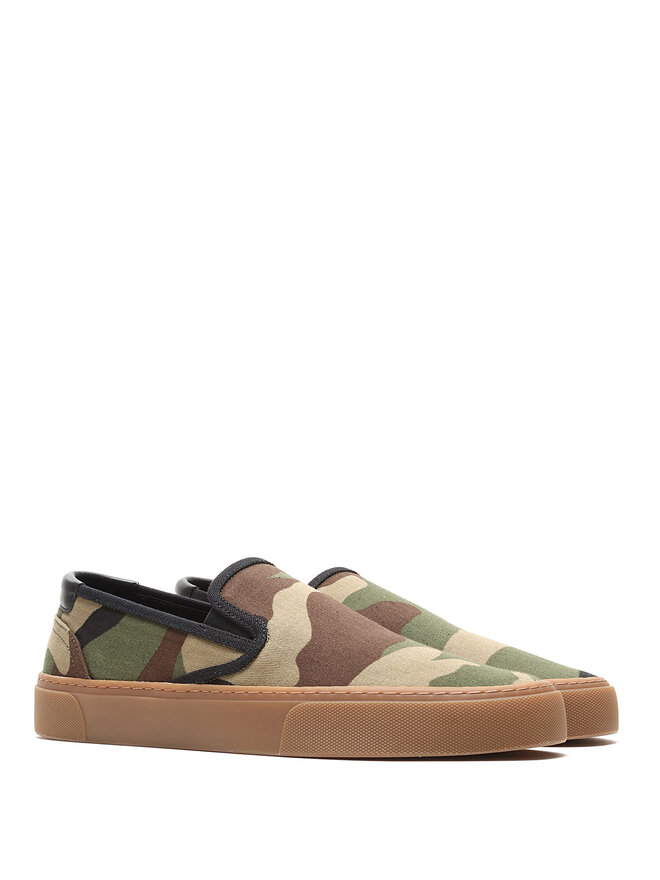 SAINT LAURENT Camouflage Slip-On Canvas Sneakers
