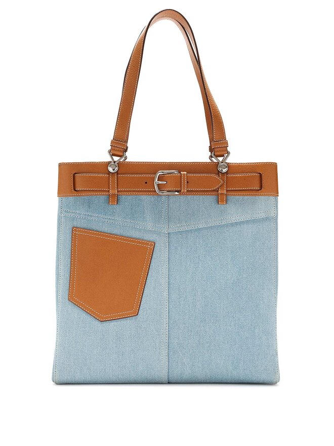 Christian Dior Denim and Leather Tote Bag