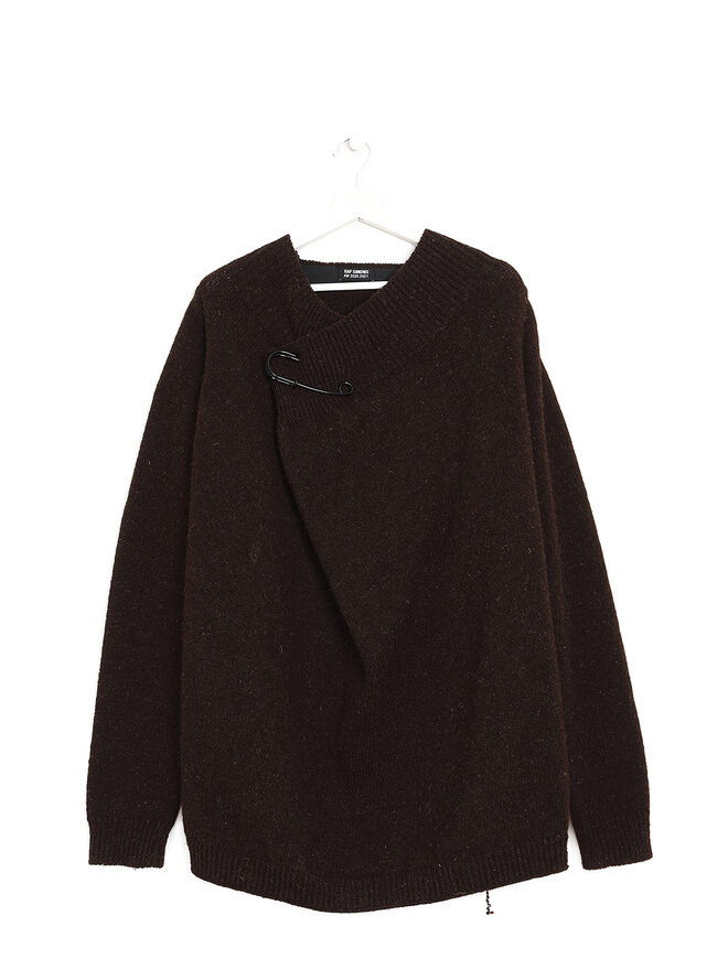 RAF SIMONS Wool Sweater with Oversized Pin