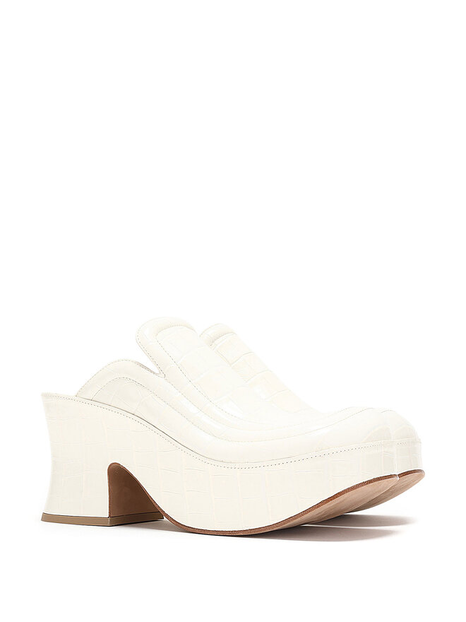 BOTTEGA VENETA Crocodile Effect Platform Slip-On Shoes