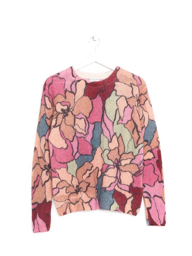 DRIES VAN NOTEN Pull en Mohair à Motif Floral DRIES VAN NOTEN Pull en Mohair à Motif Floral