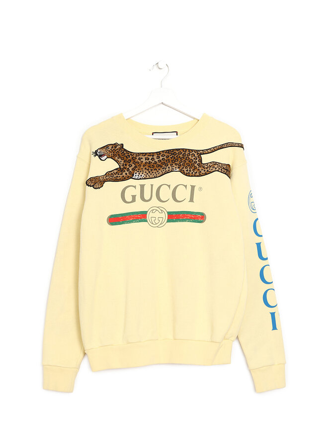 GUCCI Embroidered Leopard Graphic Cotton Sweater